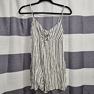 Billabong Black and White Striped Romper